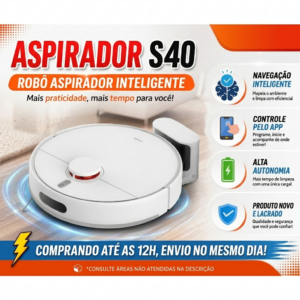 Robô Aspirador S40 10000Pa Inteligente WiFi Mapeamento Aspira Passa Pano Casa Limpa